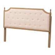 Baxton Studio Lourdes Upholstered Headboard with Solid Wood Frame - Tufted Backrest Panel with Curved Top, Elegant Bedroom D?cor, Queen Size